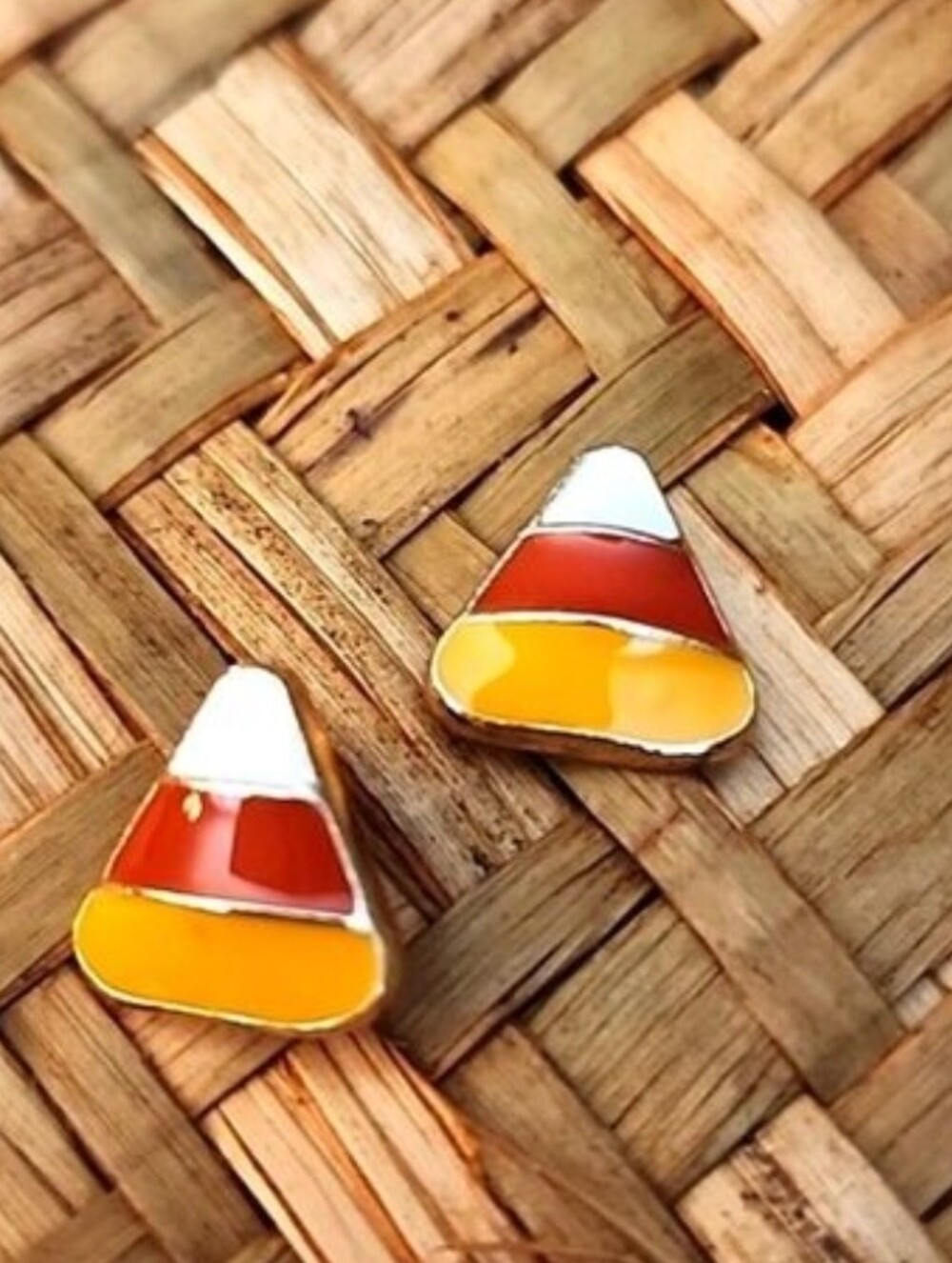 STAINLESS STEEL Candy Corn  PETITE  EARRINGS ALLERGY FRIENDLY
